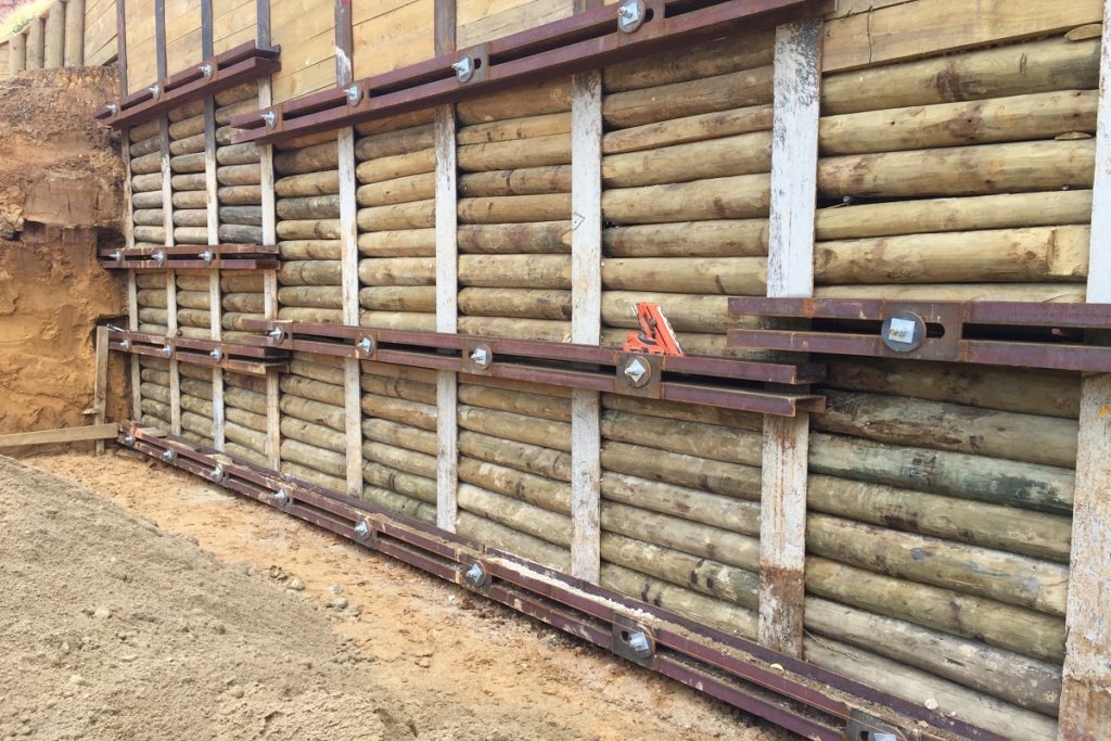 Engineer designed “horizontal Retaining wall tie back screws